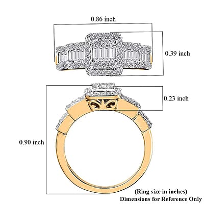 Luxoro 14K Yellow Gold G-H I3 White Diamond Ring (Size 10.5) 1.00 ctw