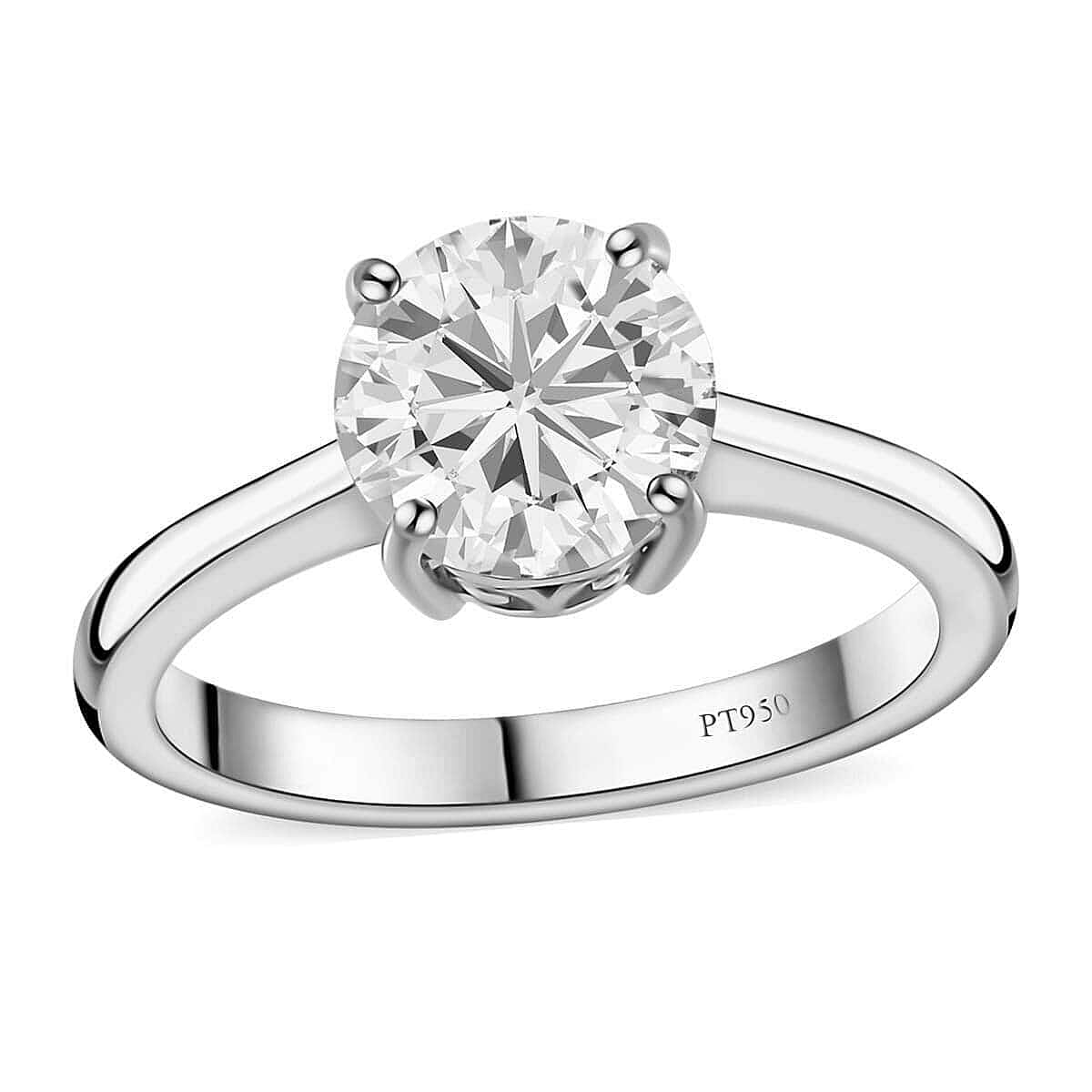 950 Platinum Moissanite Solitaire Ring (Size 5.5) 4 Grams 1.75 ctw image number 0