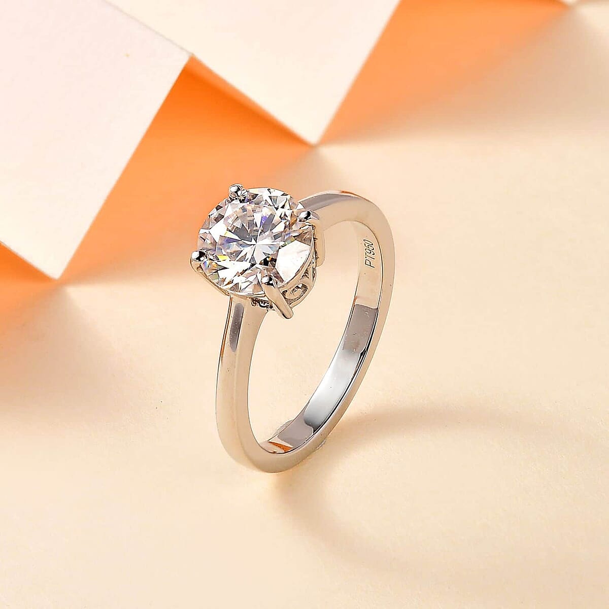 950 Platinum Moissanite Solitaire Ring (Size 5.5) 4 Grams 1.75 ctw image number 1