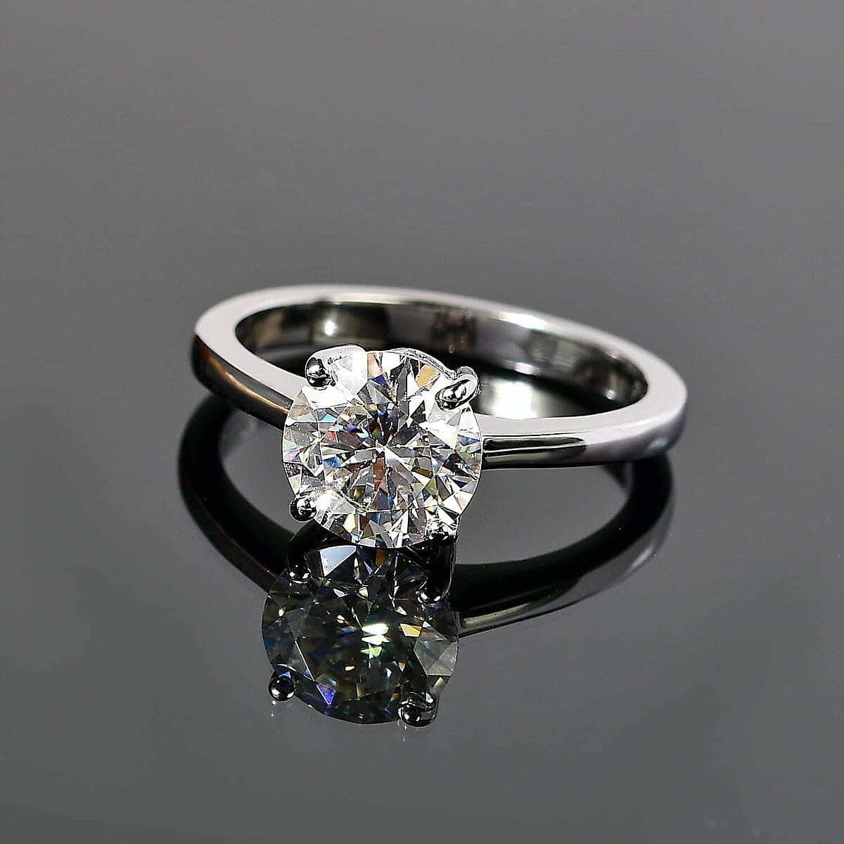 950 Platinum Moissanite Solitaire Ring (Size 5.5) 4 Grams 1.75 ctw image number 2