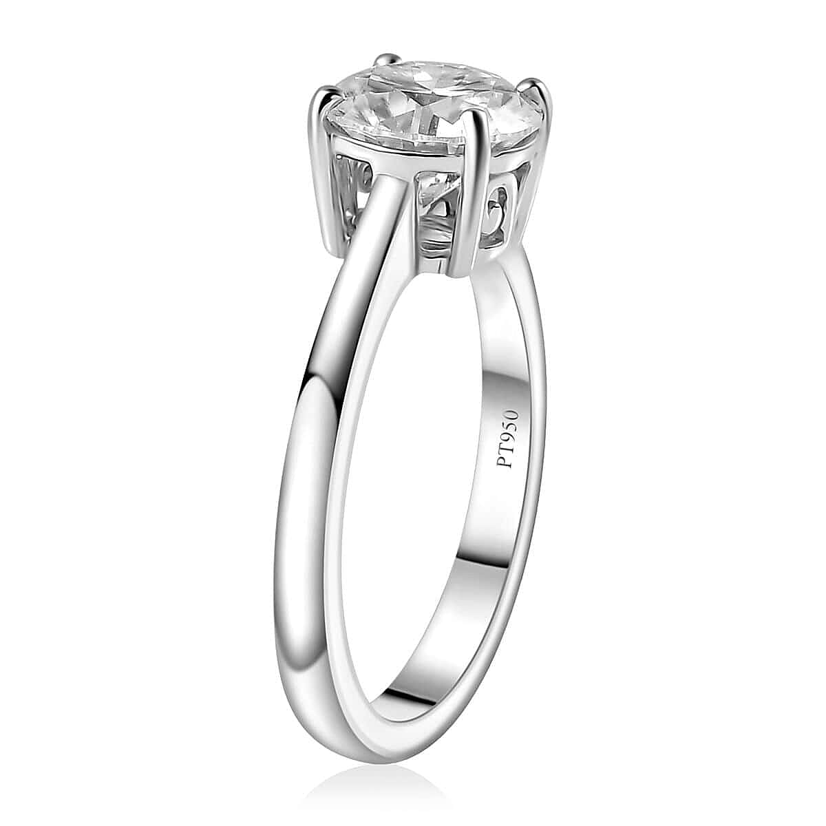 950 Platinum Moissanite Solitaire Ring (Size 5.5) 4 Grams 1.75 ctw image number 4