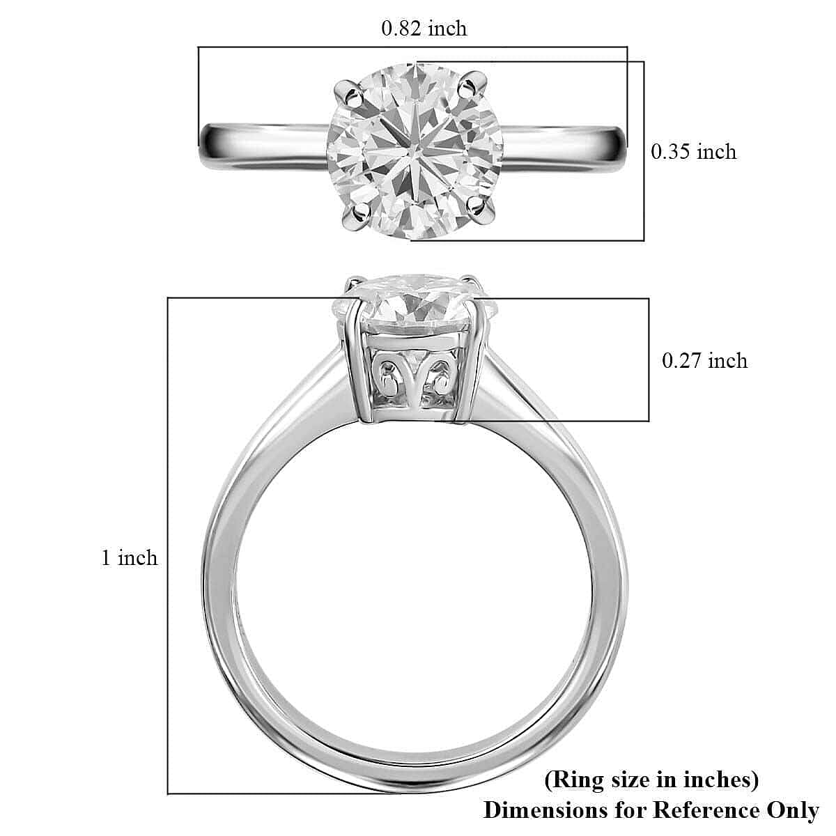 950 Platinum Moissanite Solitaire Ring (Size 5.5) 4 Grams 1.75 ctw image number 6