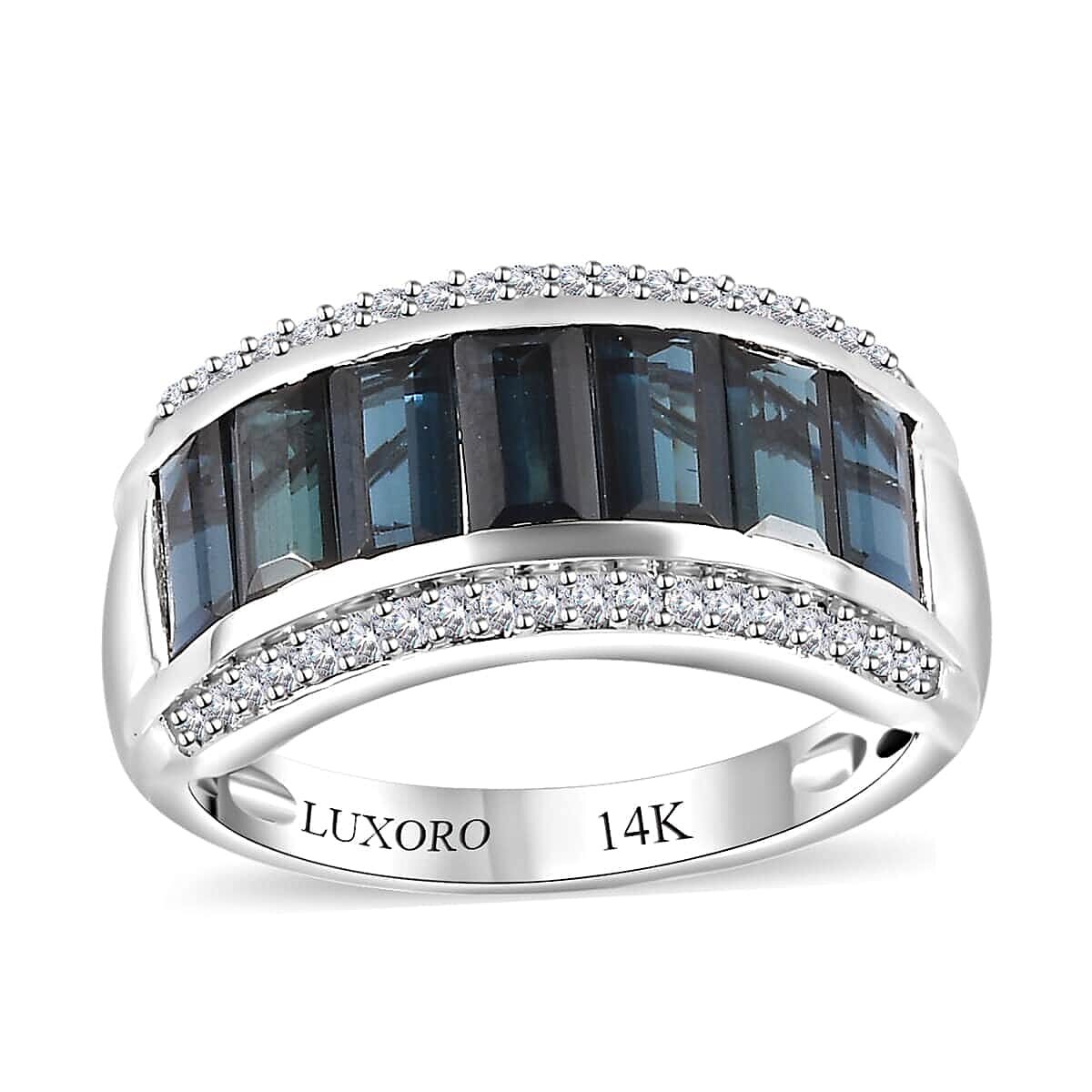 Luxoro 14K White Gold AAA Monte Belo Indicolite and G-H I2 Diamond Ring (Size 6.0) 4.70 Grams 3.10 ctw image number 0