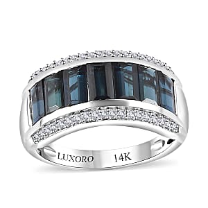 Luxoro 14K White Gold AAA Monte Belo Indicolite and G-H I2 Diamond Ring (Size 11.0) 4.70 Grams 3.10 ctw