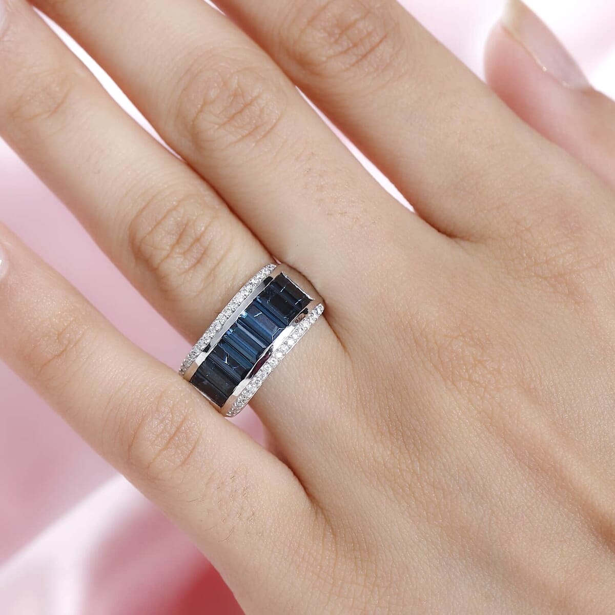 Luxoro 14K White Gold AAA Monte Belo Indicolite and G-H I2 Diamond Ring (Size 11.0) 4.70 Grams 3.10 ctw image number 2