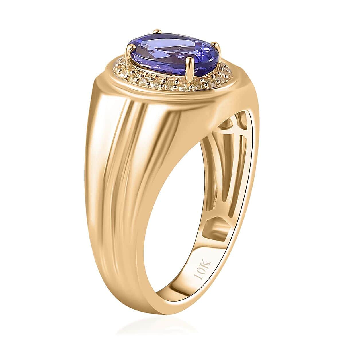 Luxoro 10K Yellow Gold AAA Tanzanite and Natural Yellow Diamond I3 Men's Ring (Size 10.5) 6.15 Grams 2.25 ctw image number 3