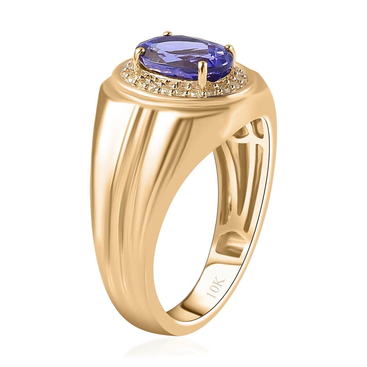 Luxoro 10K Yellow Gold AAA Tanzanite and Natural Yellow Diamond I3 Men's Ring (Size 15.0) 6.15 Grams 2.25 ctw image number 3