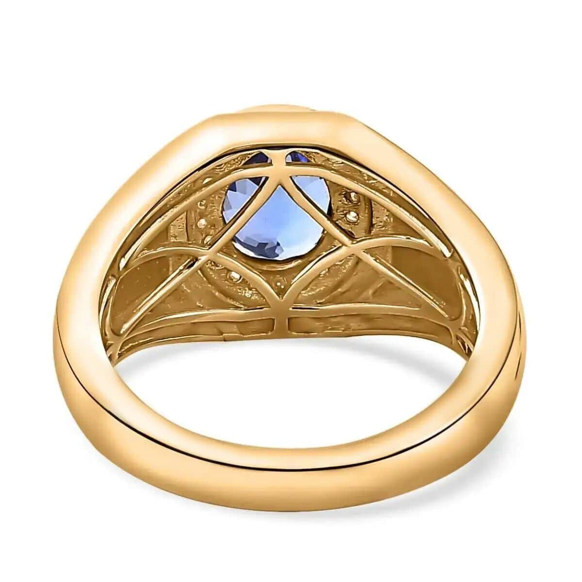Luxoro 10K Yellow Gold AAA Tanzanite and Natural Yellow Diamond I3 Men's Ring (Size 15.0) 6.15 Grams 2.25 ctw image number 4
