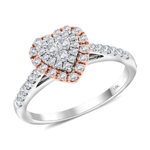 Value Buy NY Closeout 14K White and Rose Gold Diamond (G-H, I1) Heart Ring (Size 6.5) 0.50 ctw