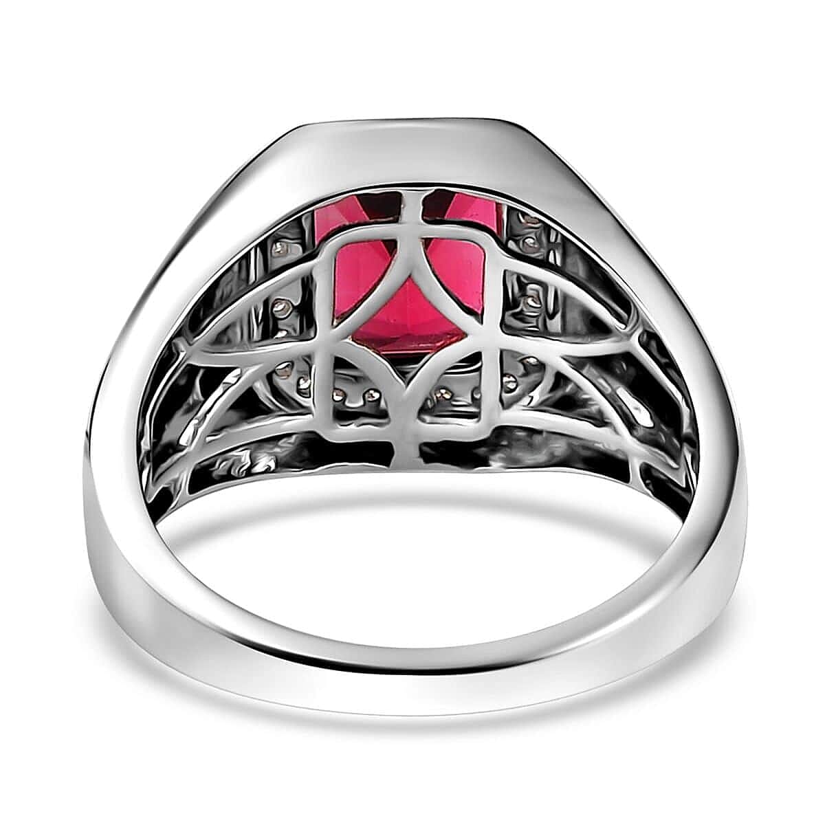 Rhapsody 950 Platinum AAAA Ouro Fino Rubellite and E-F VS2 Diamond Men's Ring (Size 12.5) 3.35 ctw image number 4