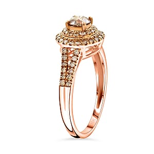 Luxoro 10K Rose Gold Natural Champagne Diamond Double Halo Ring (Size 11.5) 1.00 ctw