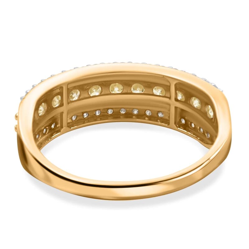 14K Yellow Gold Natural Yellow and White Diamond I2-I3 Ring (Size 9.5) 1.00 ctw