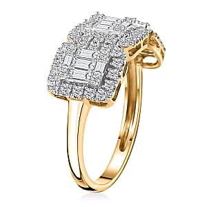 14K Yellow Gold I2-I3 White Diamond Cluster Ring (Size 7.5) 1.00 ctw