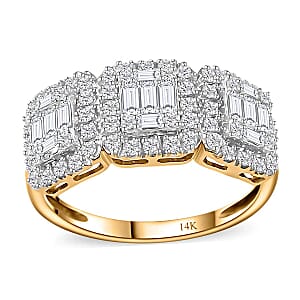 14K Yellow Gold I2-I3 White Diamond Cluster Ring (Size 9.5) 1.00 ctw