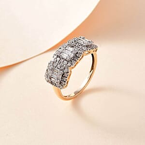 14K Yellow Gold I2-I3 White Diamond Cluster Ring (Size 9.5) 1.00 ctw