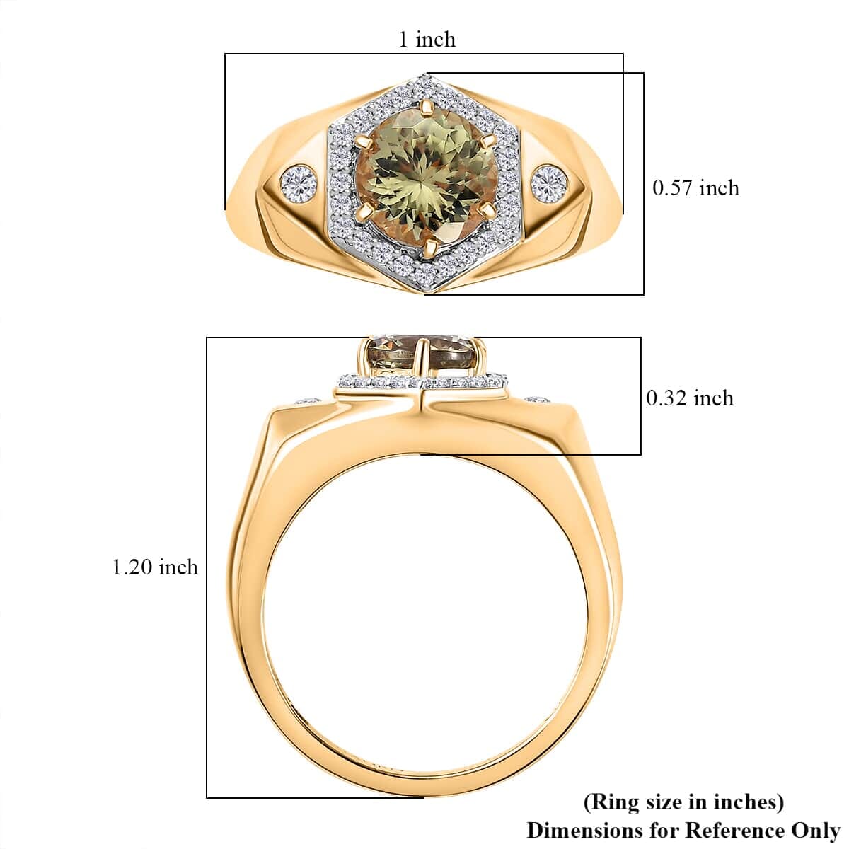 Luxoro 14K Yellow Gold AAA Turkizite and G-H I2 Diamond Men's Ring (Size 14.5) 7.10 Grams 2.50 ctw image number 5