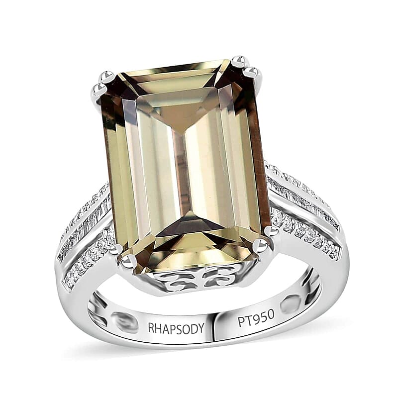 Certified & Appraised Rhapsody AAAA Turkizite and E-F VS2 Diamond 10.65 ctw Statement Ring in 950 Platinum (Size 5.0) 8.60 Grams