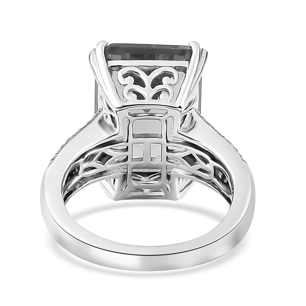 Certified & Appraised Rhapsody AAAA Turkizite and E-F VS2 Diamond 10.65 ctw Statement Ring in 950 Platinum (Size 7.5) 8.60 Grams image number 4
