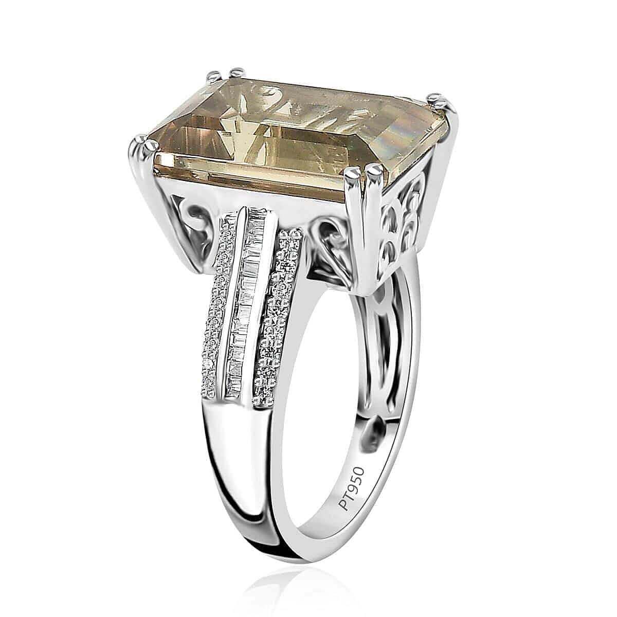 Certified & Appraised Rhapsody AAAA Turkizite and E-F VS2 Diamond 10.65 ctw Statement Ring in 950 Platinum (Size 8.5) 8.60 Grams image number 3