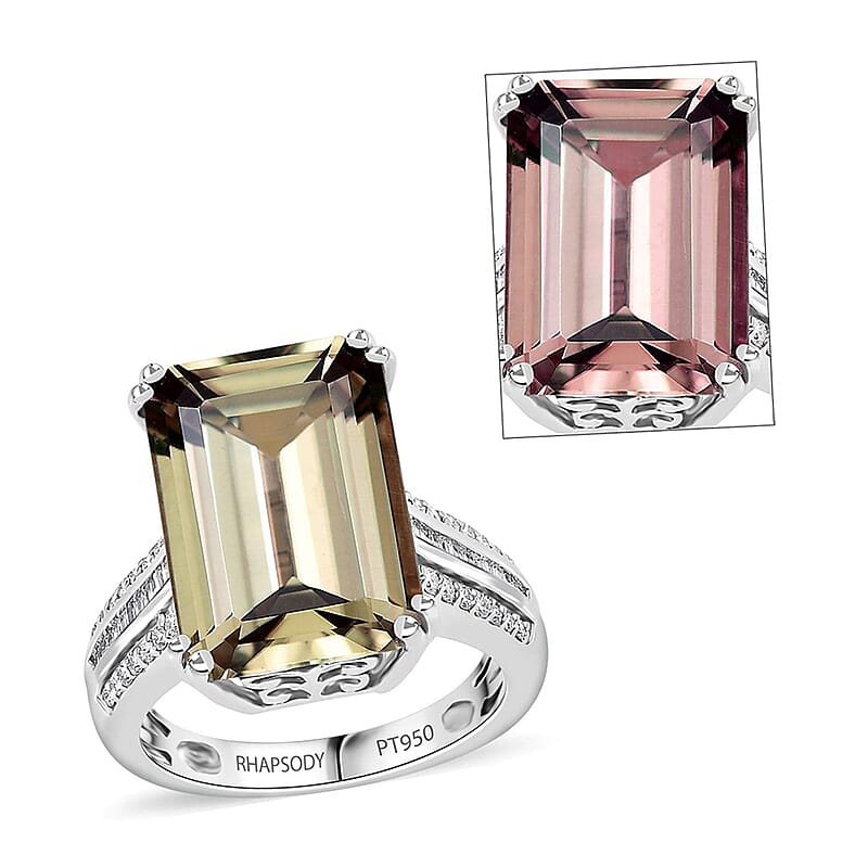 Certified & Appraised Rhapsody AAAA Turkizite and E-F VS2 Diamond 10.65 ctw Statement Ring in 950 Platinum (Size 11.0) 8.60 Grams