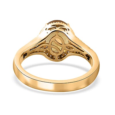 Luxoro 10K Yellow Gold AAA Brazilian Heliodor and G-H I2 Diamond Ring (Size 5.0) 4.50 Grams 2.60 ctw