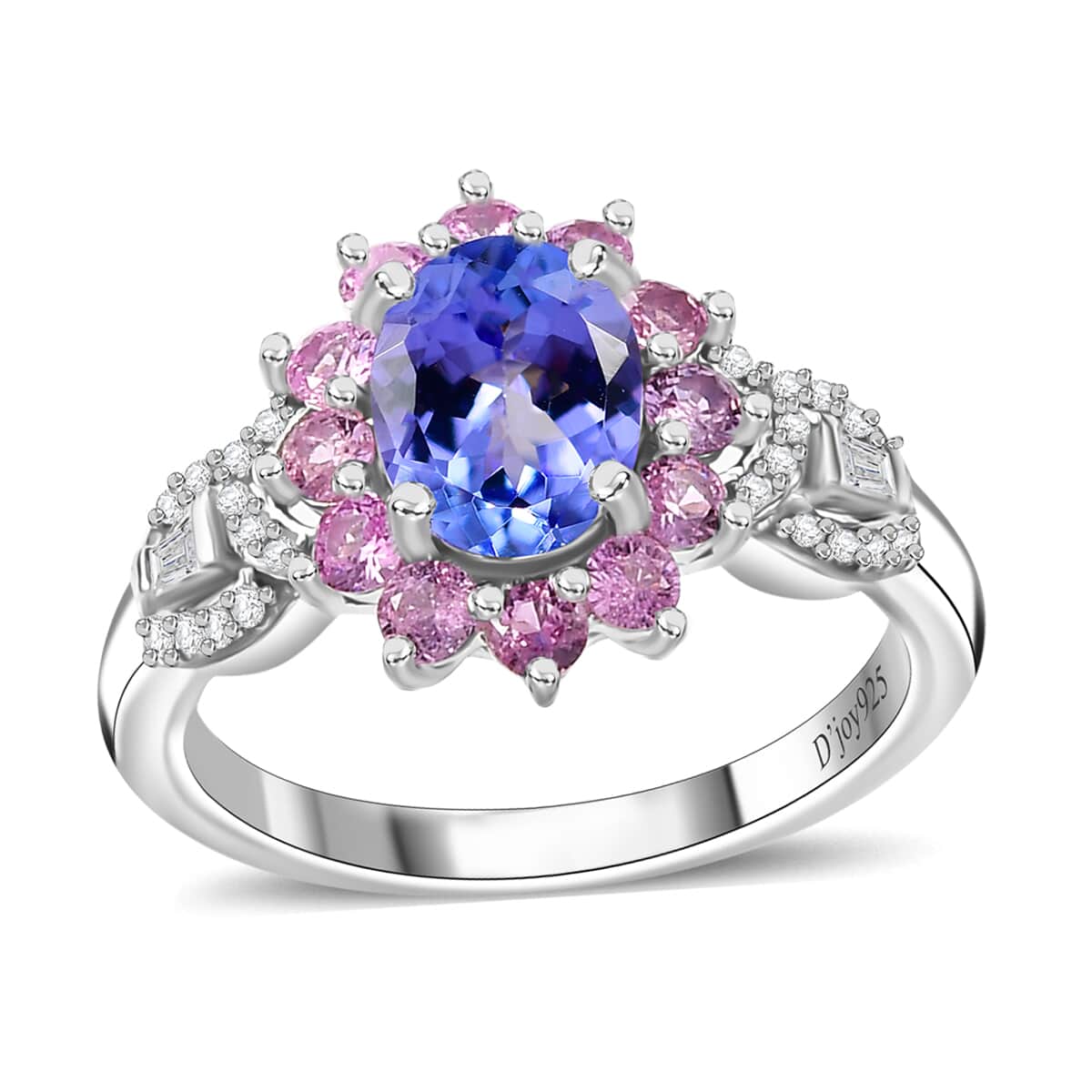 Tanzanite and Multi Gemstone 2.25 ctw Chandelier Tree Ring in Rhodium Over Sterling Silver (Size 10.0) image number 0