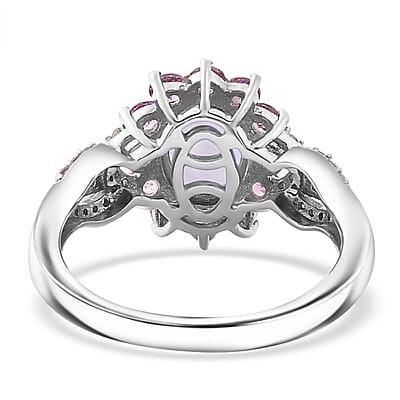 Tanzanite and Multi Gemstone 2.25 ctw Chandelier Tree Ring in Rhodium Over Sterling Silver (Size 10.0)