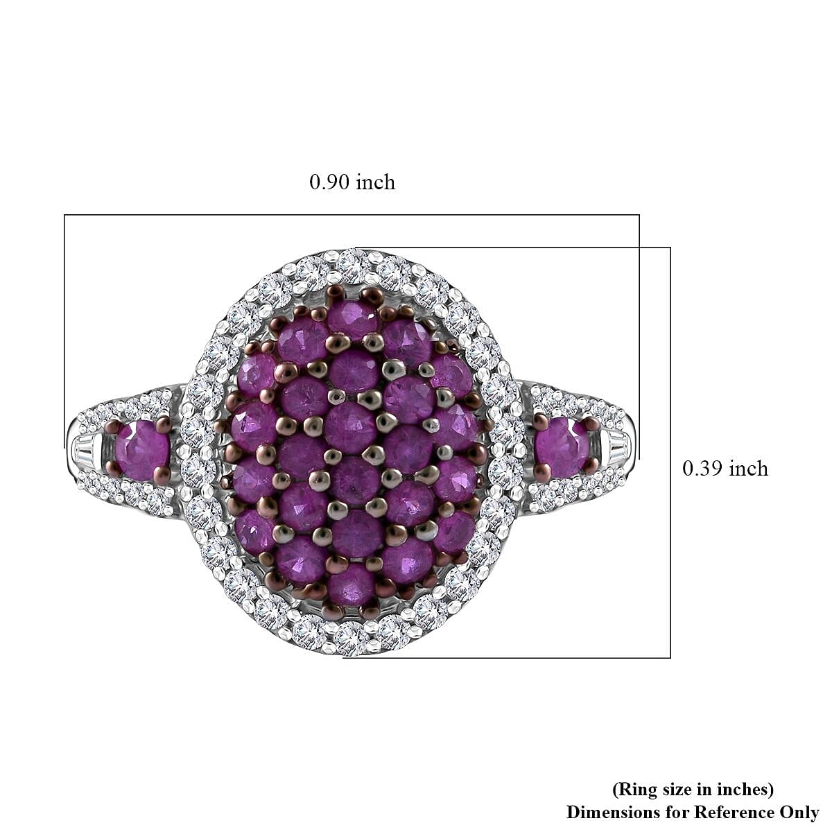Madagascar Pink Sapphire and Moissanite Cluster Ring in Rhodium Over Sterling Silver (Size 6.0) 1.10 ctw image number 4