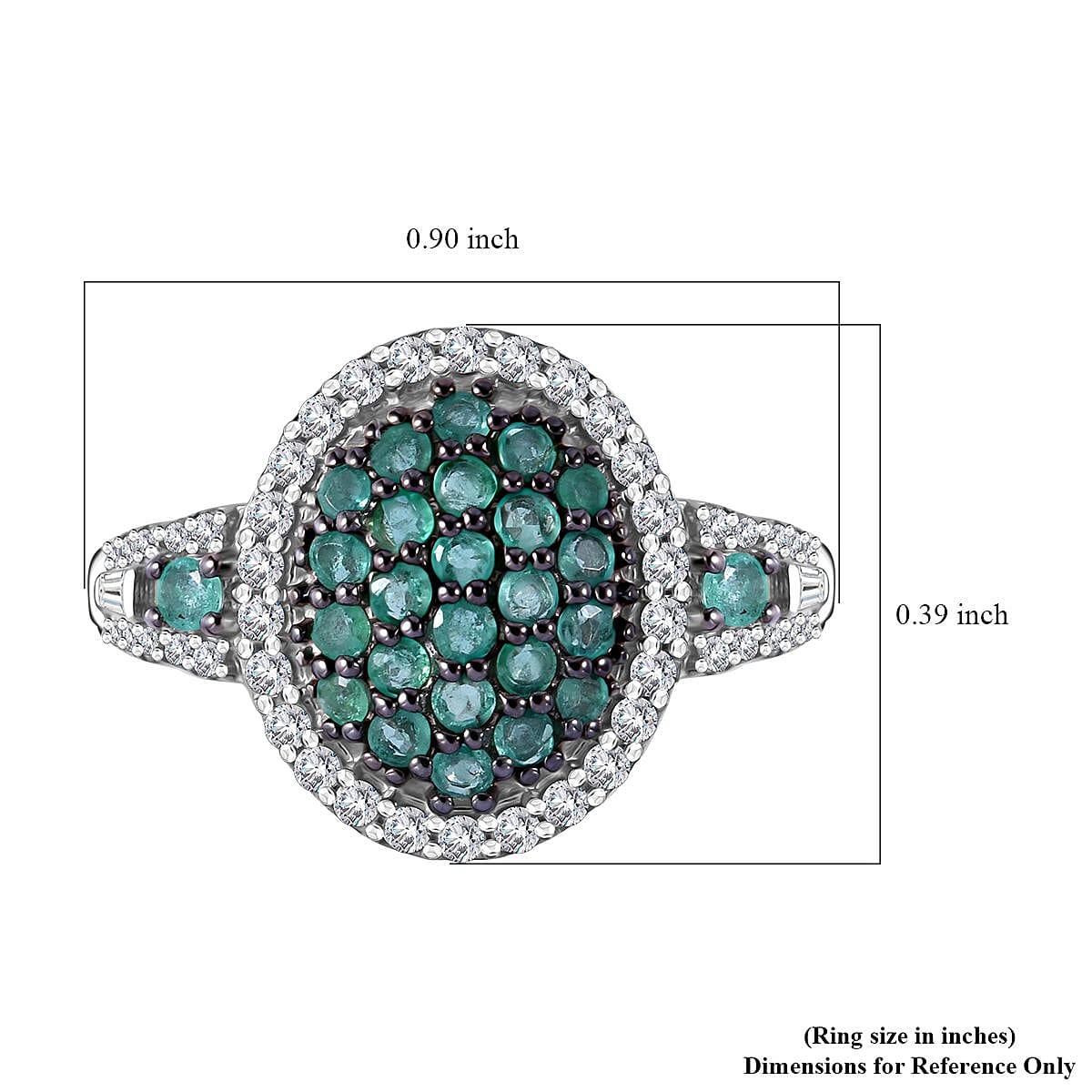 Kagem Zambian Emerald and Moissanite Cluster Ring in Rhodium Over Sterling Silver (Size 10.0) 1.00 ctw image number 4