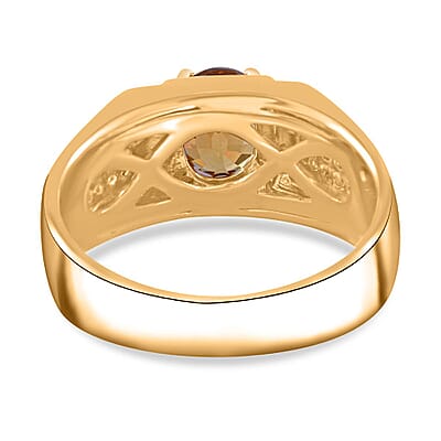 Tanzanian Yellow Zircon and White Zircon 2.15 ctw Men's Ring in Vermeil Yellow Gold Over Sterling Silver (Size 10.0)