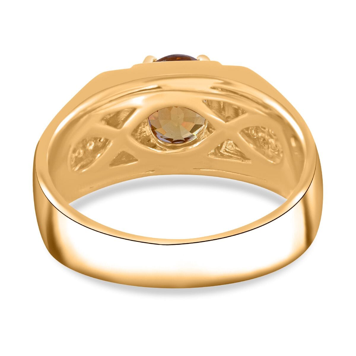 Tanzanian Yellow Zircon and White Zircon Men's Ring in Vermeil Yellow Gold Over Sterling Silver (Size 11.0) 2.15 ctw image number 3