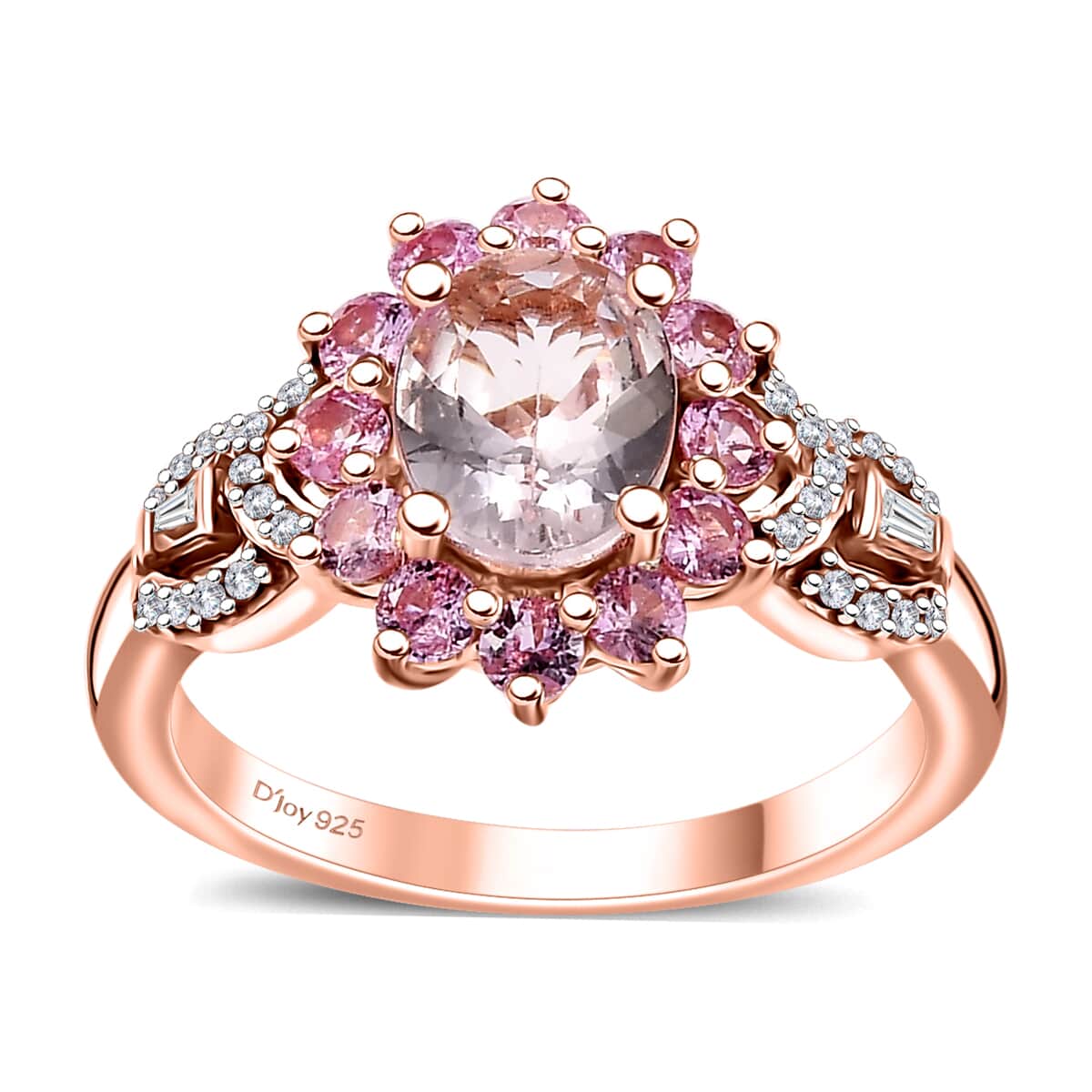 Marropino Morganite and Multi Gemstone 1.85 ctw Chandelier Tree Ring in 18K Vermeil Rose Gold Over Sterling Silver (Size 10.0) image number 0