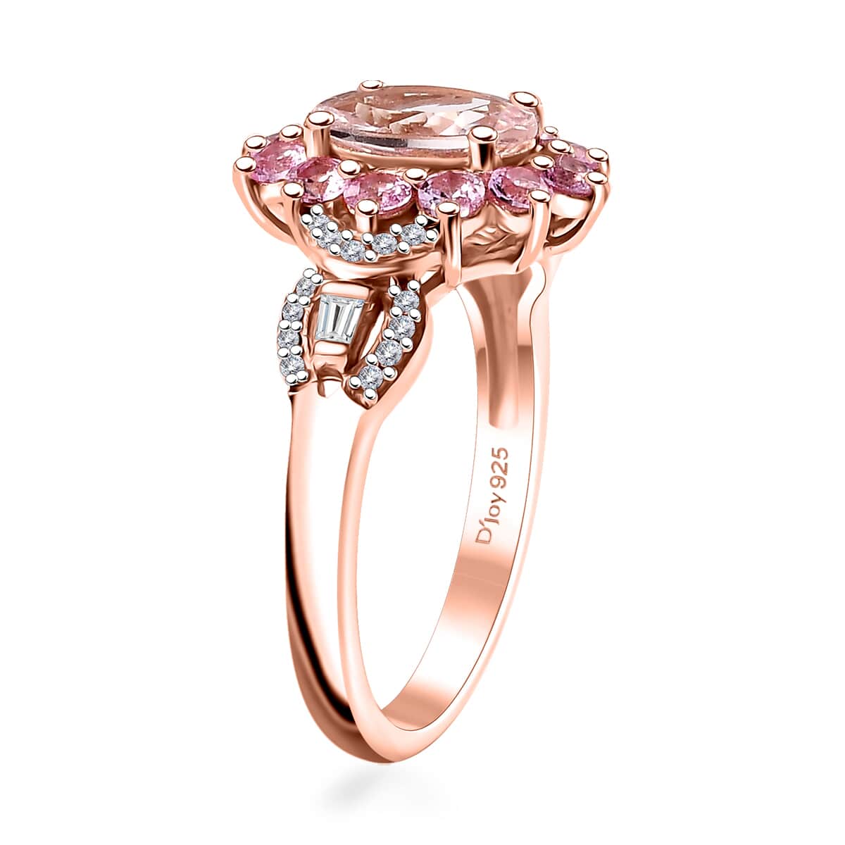 Marropino Morganite and Multi Gemstone 1.85 ctw Chandelier Tree Ring in 18K Vermeil Rose Gold Over Sterling Silver (Size 10.0) image number 3