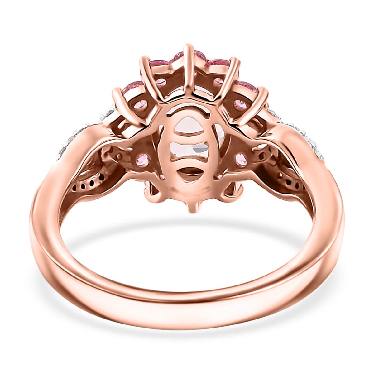 Marropino Morganite and Multi Gemstone 1.85 ctw Chandelier Tree Ring in 18K Vermeil Rose Gold Over Sterling Silver (Size 10.0) image number 4