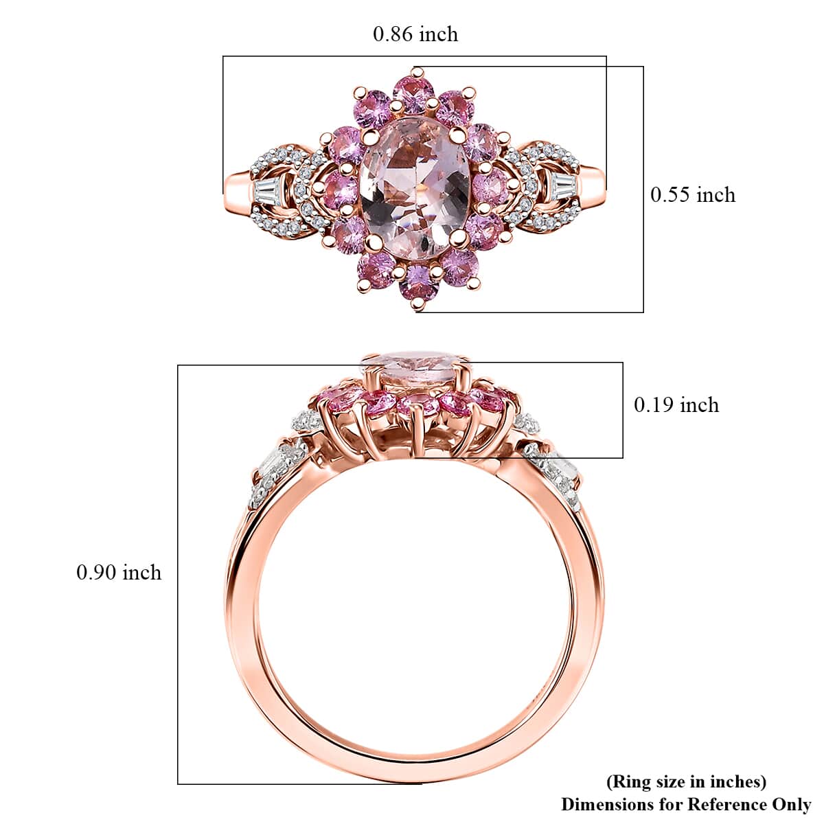 Marropino Morganite and Multi Gemstone 1.85 ctw Chandelier Tree Ring in 18K Vermeil Rose Gold Over Sterling Silver (Size 10.0) image number 5