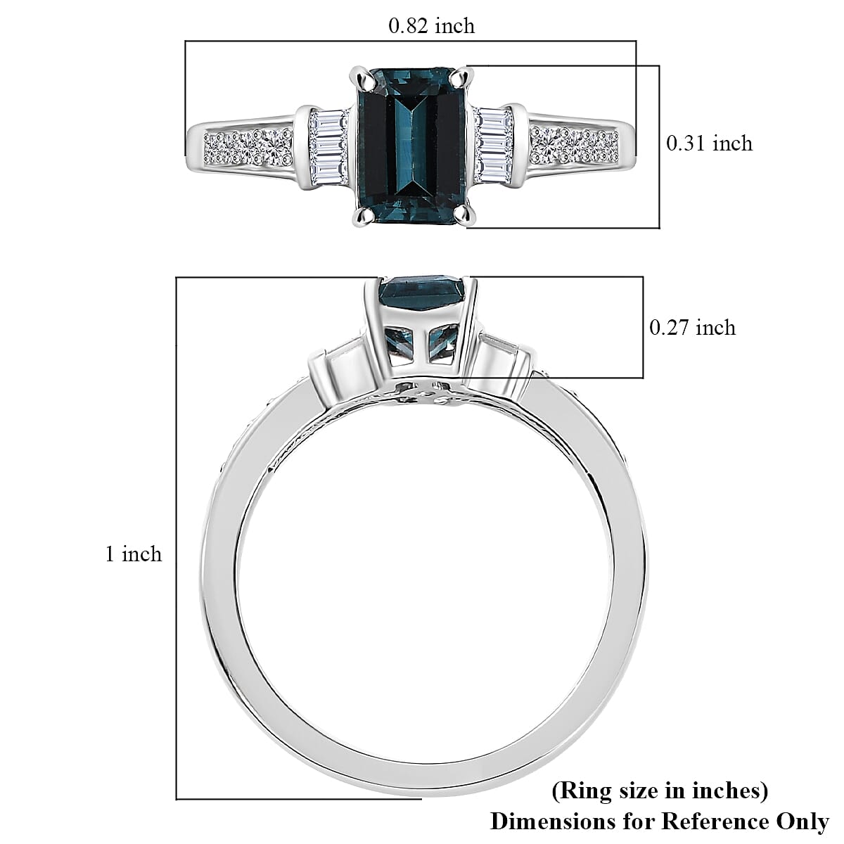 Premium Monte Belo Indicolite and Moissanite 1.10 ctw Ring in Rhodium Over Sterling Silver (Size 6.0)