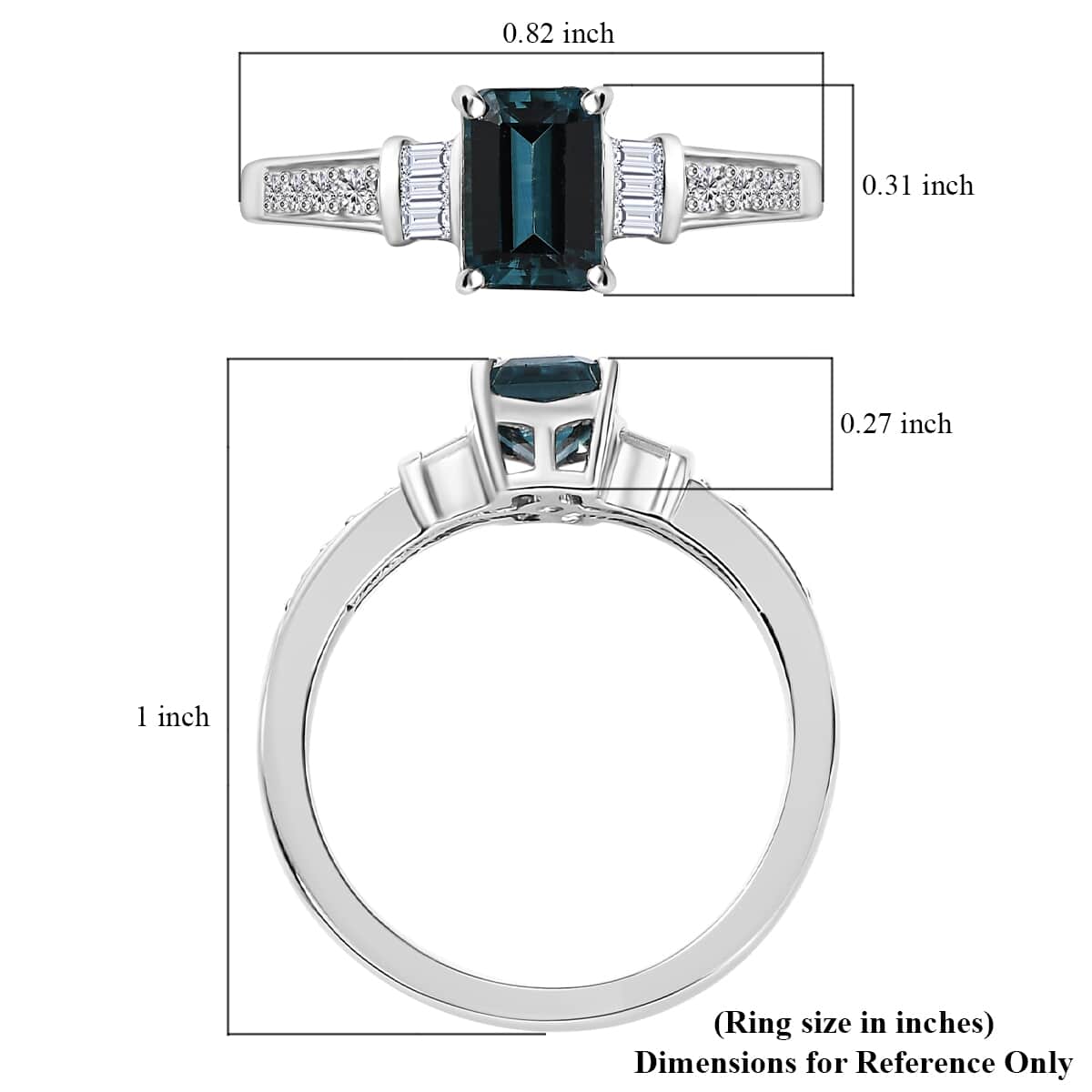 Premium Monte Belo Indicolite, Moissanite Ring in Rhodium Over Sterling Silver (Size 6.0) 1.10 ctw image number 5