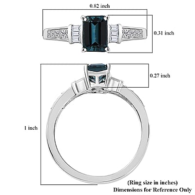 Premium Monte Belo Indicolite and Moissanite 1.10 ctw Ring in Rhodium Over Sterling Silver (Size 6.0)