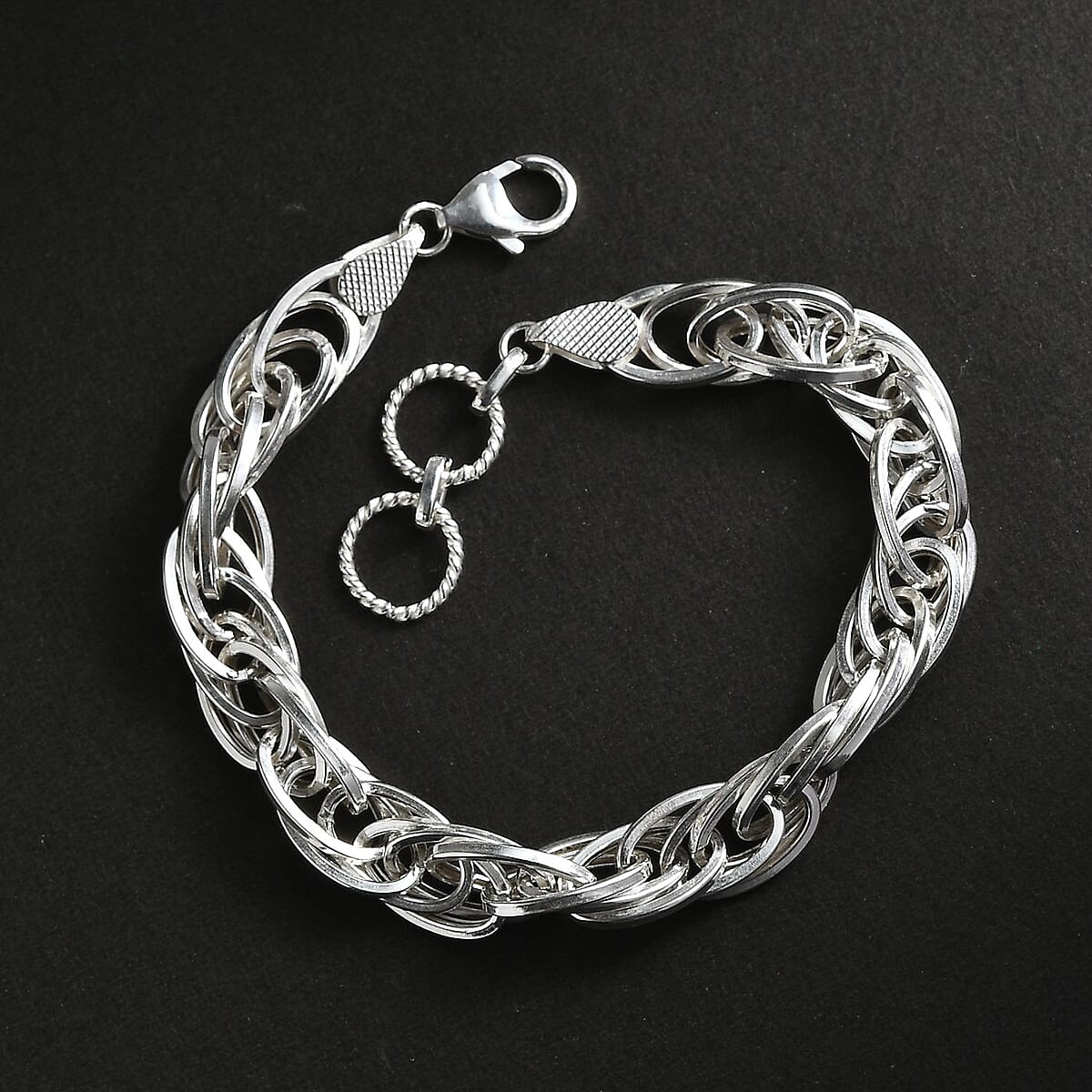 Sterling Silver Spiral Oval Link Chain Bracelet (7.25-8.00In) 14 Grams image number 1