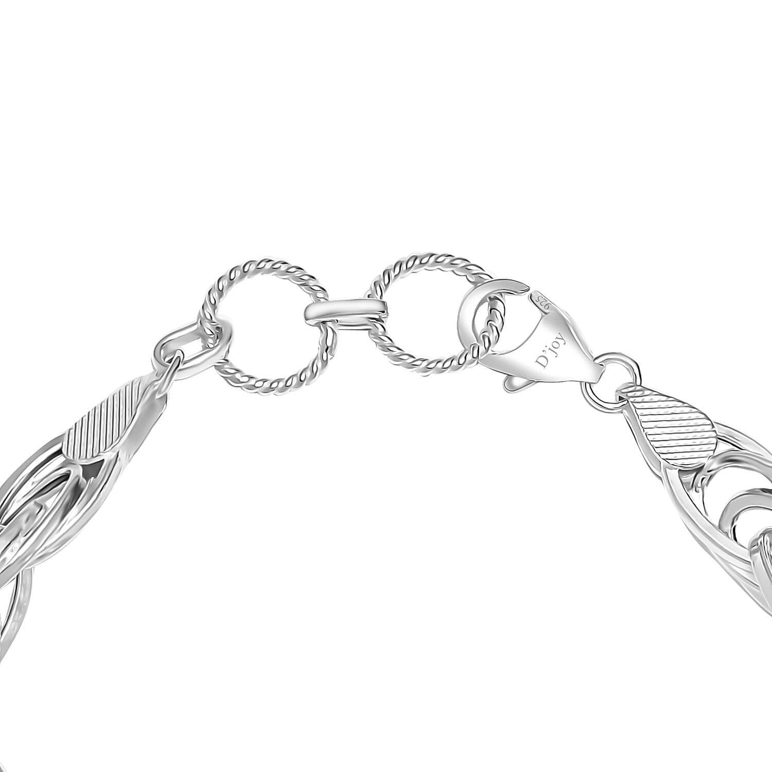 Sterling Silver Spiral Oval Link Chain Bracelet (7.25-8.00In) 14 Grams