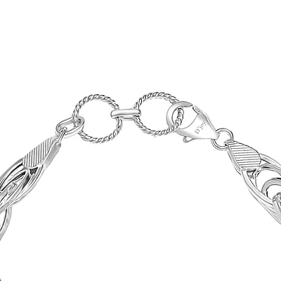 Sterling Silver Spiral Oval Link Chain Bracelet (7.25-8.00In) 14 Grams