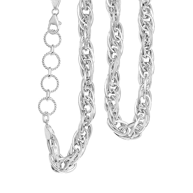 Sterling Silver Spiral Oval Link Chain Necklace (18-20 Inches) (32 g)