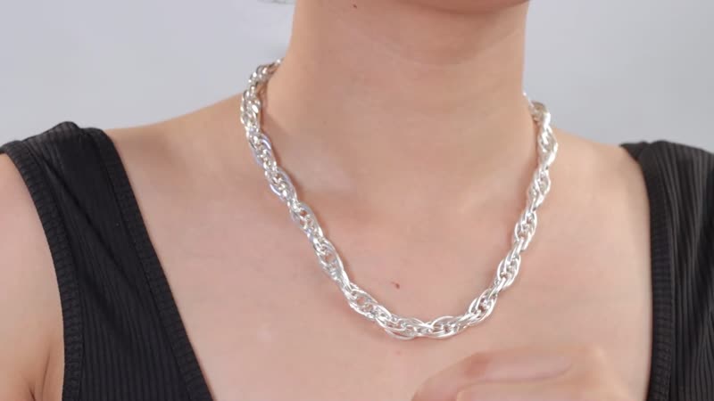 Sterling Silver Spiral Oval Link Chain Necklace (18-20 Inches) (32 g)