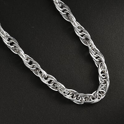 Sterling Silver Spiral Oval Link Chain Necklace (18-20 Inches) (32 g)