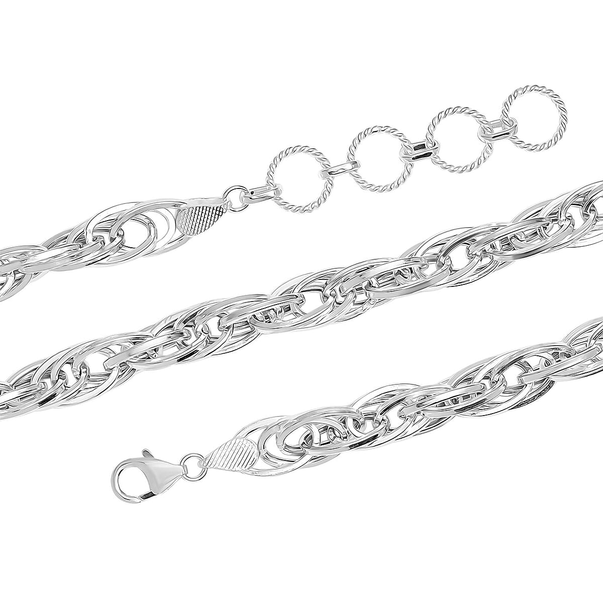 Sterling Silver Spiral Oval Link Chain Necklace (18-20 Inches) (32 g) image number 3