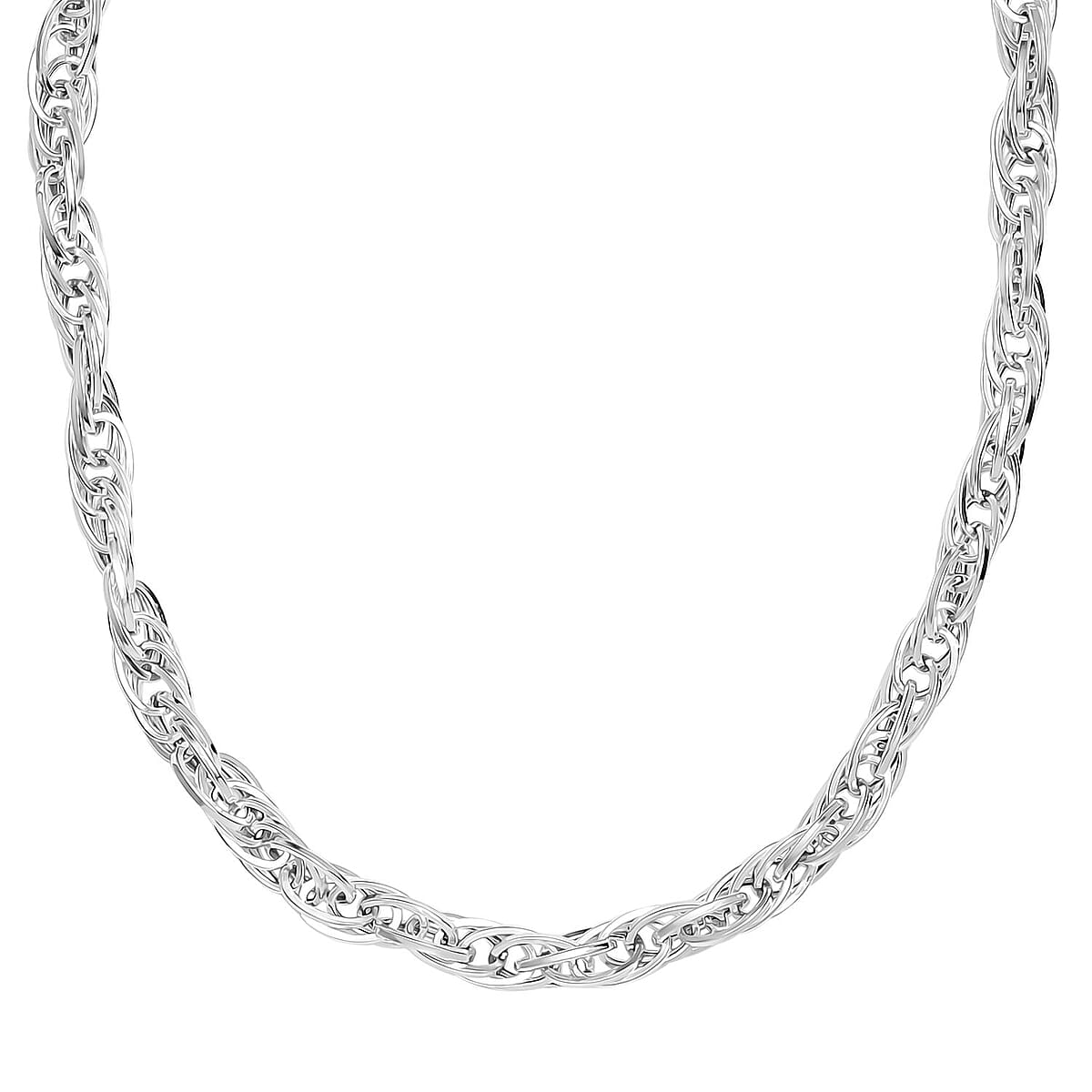 Sterling Silver Spiral Oval Link Chain Necklace (18-20 Inches) (32 g) image number 4