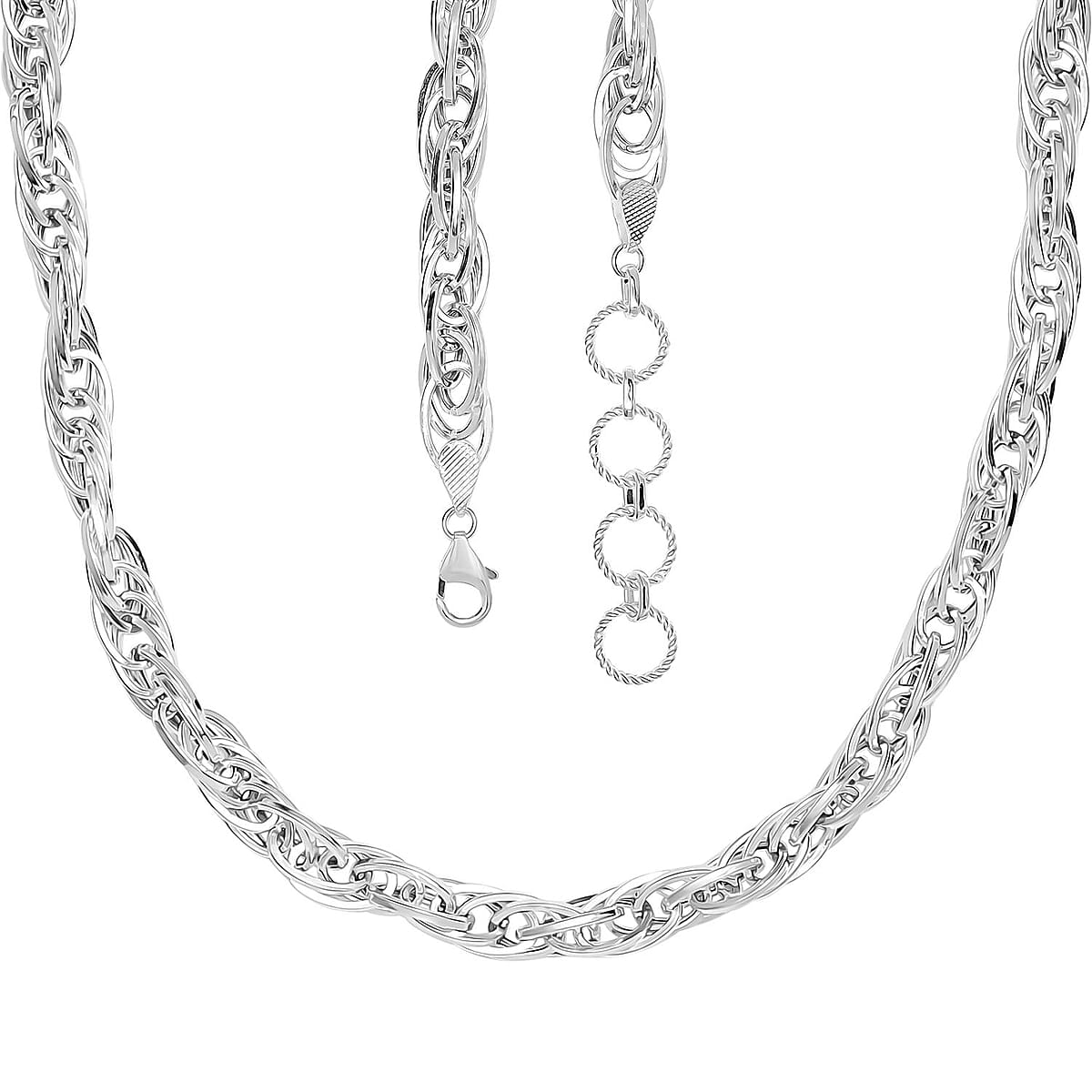 Sterling Silver Spiral Oval Link Chain Necklace (18-20 Inches) (32 g) image number 5