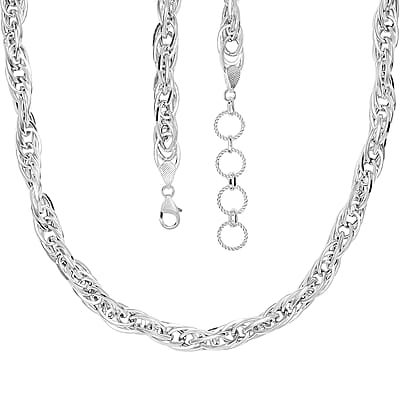 Sterling Silver Spiral Oval Link Chain Necklace (18-20 Inches) (32 g)