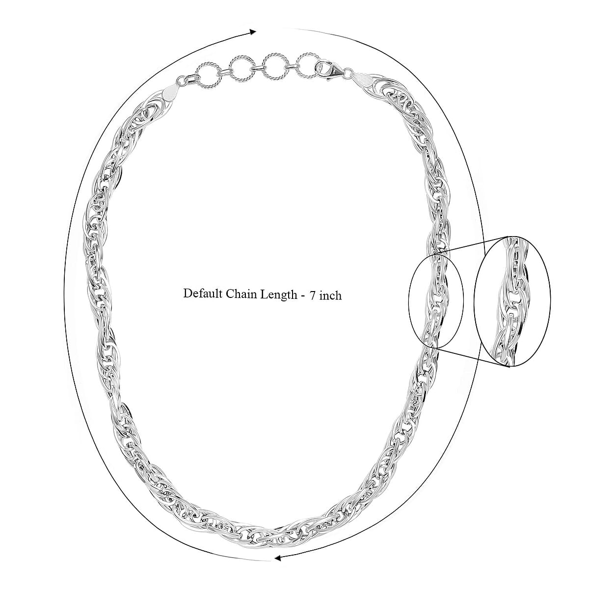 Sterling Silver Spiral Oval Link Chain Necklace (18-20 Inches) (32 g) image number 6