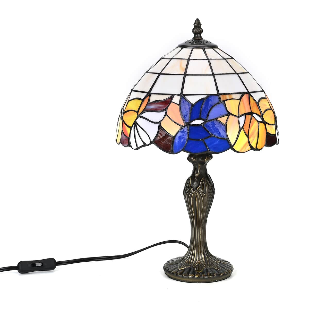 Tiffany Style Lamp Shade With Multi Color 6-Sided Classic Filigree Pattern 10 (E26 Bulb Not Included) image number 0